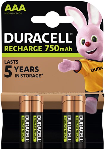 Batterij oplaadbaar Duracell 4xAAA 750mAh Plus