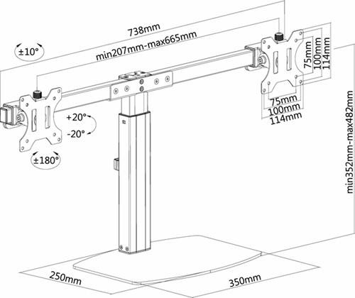 Monitorstandaard Neomounts D865D 10-32" zwart-2