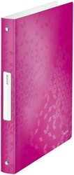 Ringband Leitz WOW A4 4-rings O-mechaniek 25mm PP roze