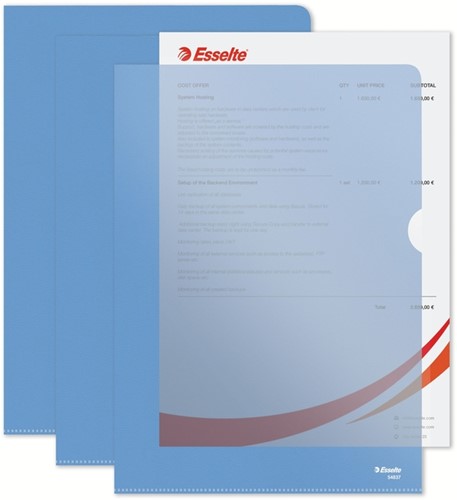 Insteekmap L-model Esselte standaard A4 0.11mm PP blauw 100 stuks-7