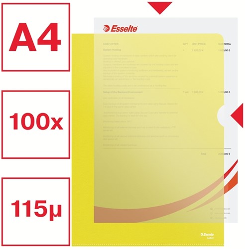 Insteekmap L-model Esselte standaard A4 0.11mm PP geel 100 stuks-3