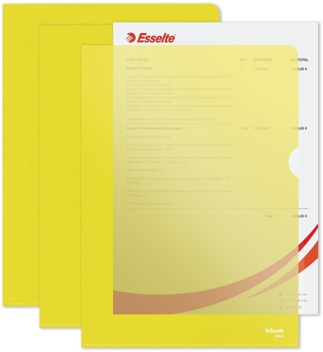 Insteekmap L-model Esselte standaard A4 0.11mm PP geel 100 stuks-1