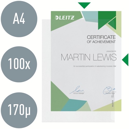 Insteekmap L-model Leitz Premium copy safe 0.17mm PP A4 transparant 100 stuks-1