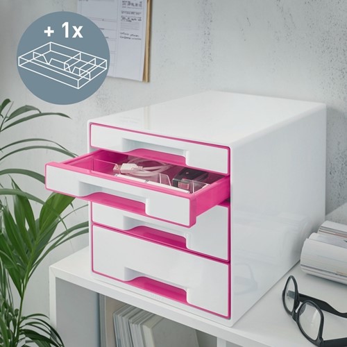 Ladenblok Leitz WOW 4 laden wit/roze-5
