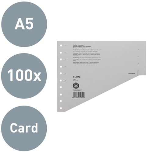 Scheidingsbladen Leitz A4 karton 200gr 11-gaats grijs 100 stuks-8