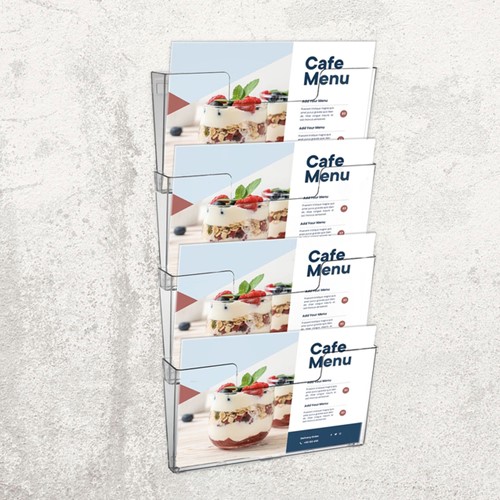 Folderhouder Europel 4x A4 wand liggend koppelbaar transparant-3