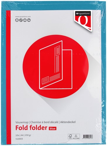 Vouwmap Quantore A4 ongelijke zijde 250gr blauw-2