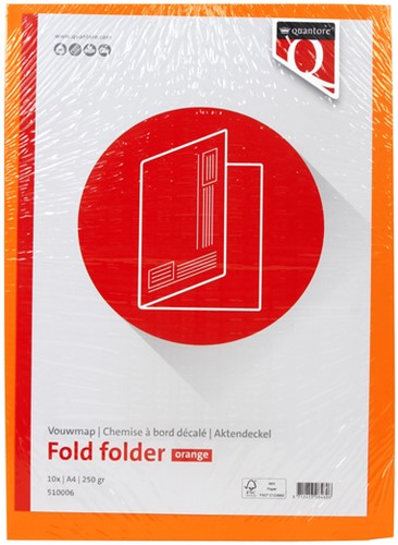 Vouwmap Quantore A4 ongelijke zijde 250gr oranje-2