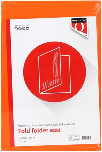 Vouwmap Quantore Folio ongelijke zijde 250gr oranje-2
