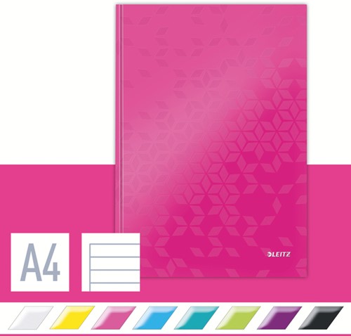 Notitieboek Leitz WOW A4 160 pagina's 90gr lijn roze-3