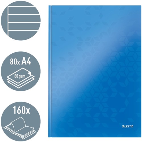 Notitieboek Leitz WOW A4 160blz 90gr lijn blauw-5