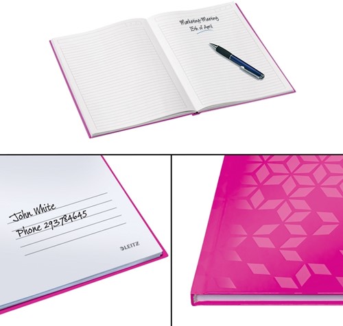 Notitieboek Leitz WOW A5 160blz 90gr lijn roze-2