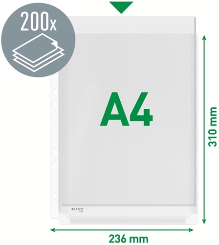 Harmonica showtas Leitz Premium met perforatiestrip 180µ PVC A4 5 stuks glashelder 5 stuks-5