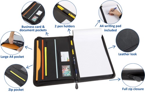 Schrijfmap Rillstab Excellent de luxe A4 lederlook zwart-3