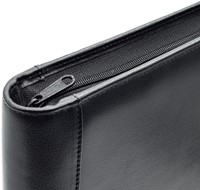 Schrijfmap van der Spek A4 4R 25mm O-mech rits rundleer met nerf zwart-3