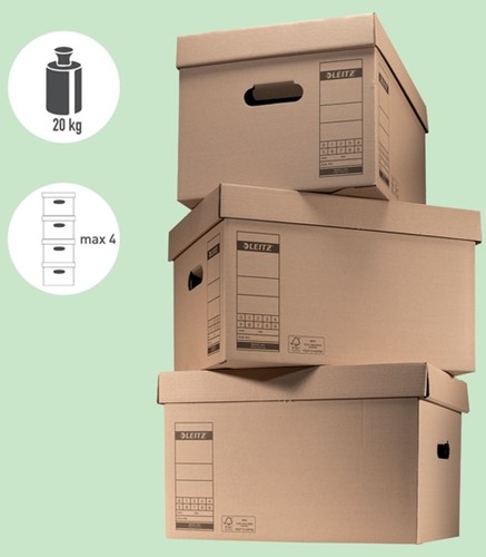 Archief- en transportdoos met deksel Leitz Premium 335x280x440mm natuurbruin-2