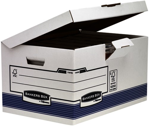 Archiefdoos Bankers Box System fold flip top maxi wit blauw-2