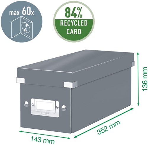 CD-opbergdoos Leitz Click & Store WOW  gerecycled karton 143x136x352mm zwart-5