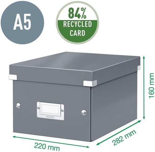 Opbergdoos Leitz Click & Store WOW klein gerecycled karton 200x148x250mm zwart-2