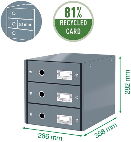 Ladenkast Leitz WOW Click & Store 4 laden gerecycled karton zwart-3