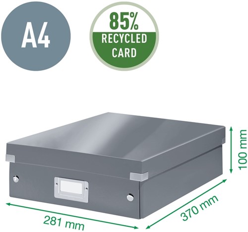 Opbergdoos Leitz Wow Click & Store organiser 280x100x370mm middel gerecycled karton zwart-2