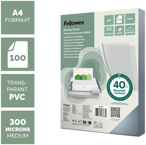 Voorblad Fellowes A4 PVC 300micron recycled 100 stuks-2