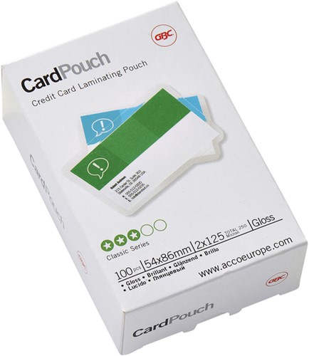Lamineerhoes GBC creditcard 54x86mm 2x125micron 100 stuks