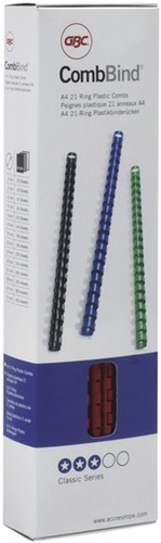 Bindrug GBC 14mm 21rings A4 wit 100 stuks