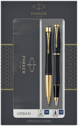 Balpen en vulpen Parker Urban matt black GT medium 2 stuks