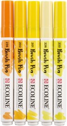 Brushpen Talens Ecoline set à 5 stuks geel
