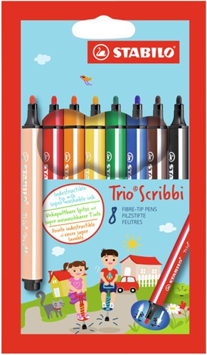 Viltstift STABILO Trio Scribbi 368/8 assorti etui à 8 stuks