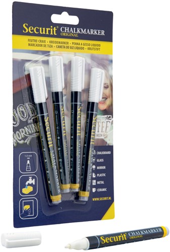 Krijtstift Securit SMA-100 rond wit 1-2mm blister à 4 stuks-2