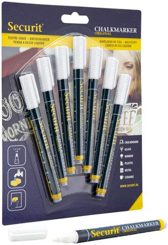 Krijtstift Securit SMA-100 rond wit 1-2mm blister à 7 stuks-2