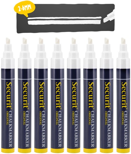 Krijtstift Securit SMA-510 schuin wit 2-6mm blister à 8 stuks-1