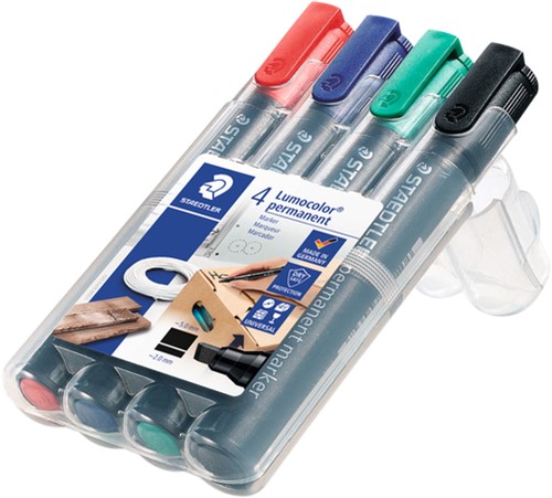 Viltstift Staedtler Lumocolor 350 permanent schuin assorti 4 stuks-2
