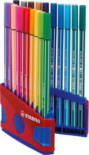 Viltstift STABILO Pen 68/20 ColorParade in rood/blauw etui M ass 20st-2