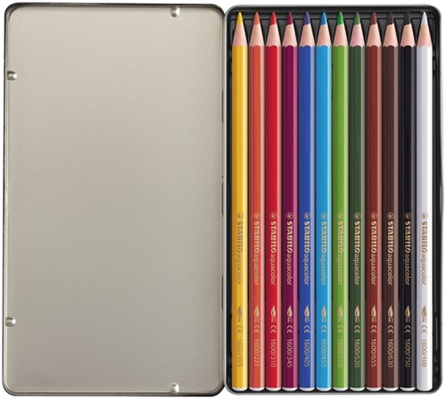 Kleurpotloden STABILO 1612 aquacolor assorti blik à 12 stuks-2