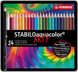 Kleurpotloden STABILO 1624 aquacolor assorti blik à 24 stuks