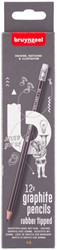 Grafietpotlood Bruynzeel Teens HB met gum set à 12 stuks grijs