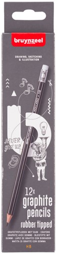 Potlood Bruynzeel 6021 Burotek HB met gum 12 stuks
