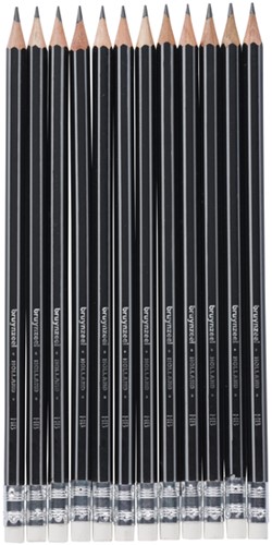 Potlood Bruynzeel 6021 Burotek HB met gum 12 stuks-2