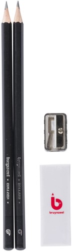Grafietpotlood Bruynzeel Teens HB met puntenslijper en gum set à 4 delen-2