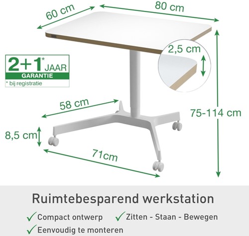 Zit-sta bureau Leitz Ergo compact wielen-6
