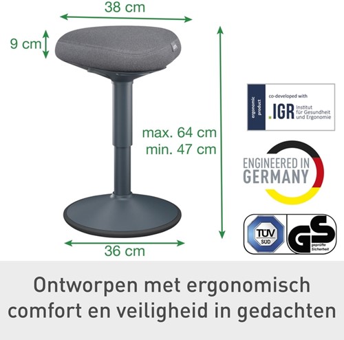 Actieve zitkruk Leitz Ergo met gasveer 47-64cm-6