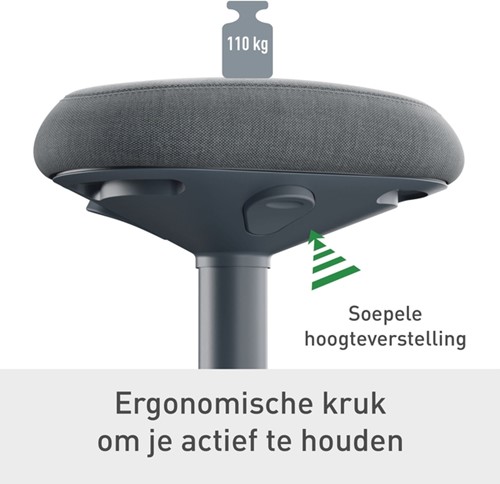 Actieve zit-stakruk Leitz Ergo met gasveer 57-82cm zwart-14
