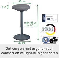 Actieve zit-stakruk Leitz Ergo met gasveer 57-82cm zwart-12