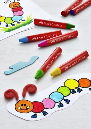 Waskrijt Faber-Castell driehoekig assorti set à 12 stuks-2