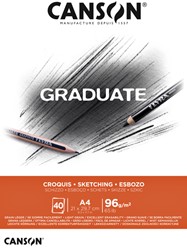 Schetspapier Canson Graduate Sketch 40vel 96gr A4 natuurlijk wit
