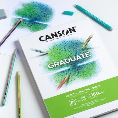 Tekenpapier Canson Graduate Drawing 30vel 160gr A4 helderwit-2