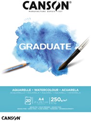 Aquarelpapier Canson Graduate Watercolour 20vel 250gr A4 natuurlijk wit